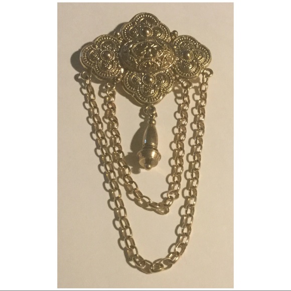 AUCTION PRICE👩🏻‍⚖️Lovely Double Chain Vintage Brooch - Picture 1 of 2